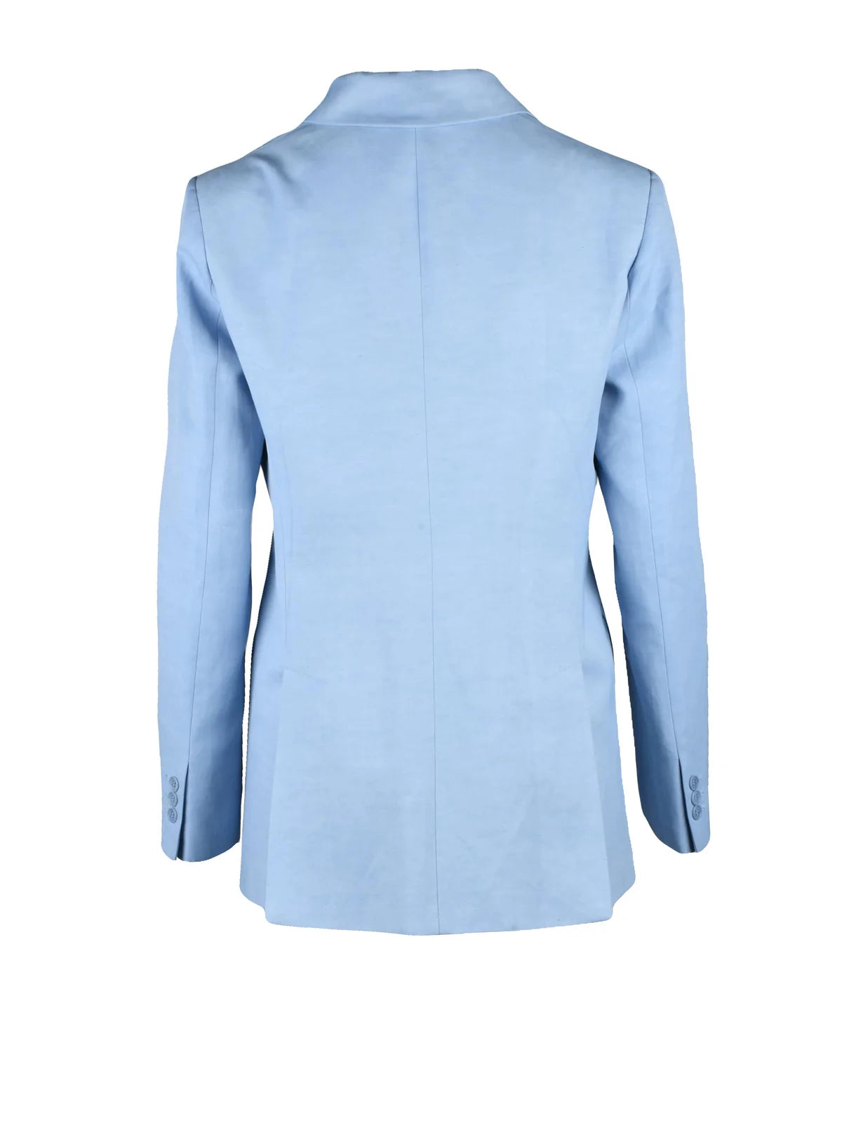 Light Blue Viscose Linen Women's Double-breasted Jacket
