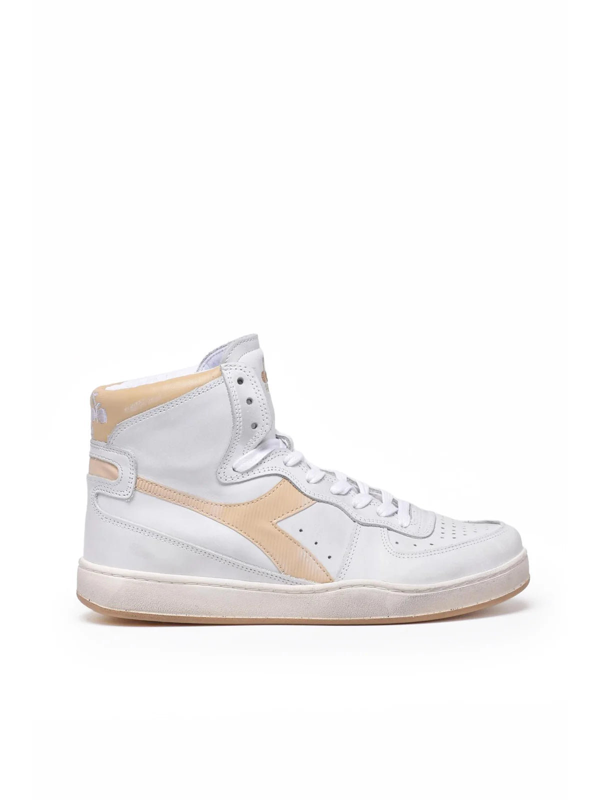 White Beige Leather Mi Basket Sneakers