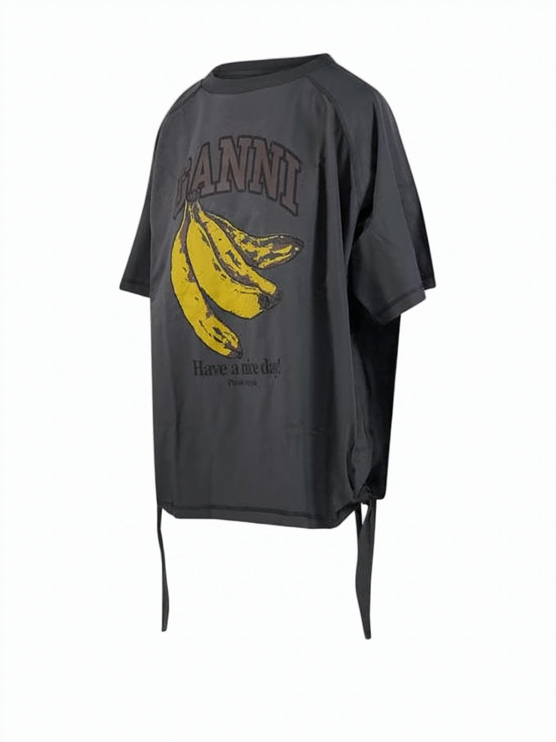 Cropped Short-Sleeve Top with Adjustable Side Ties and Graphic Print