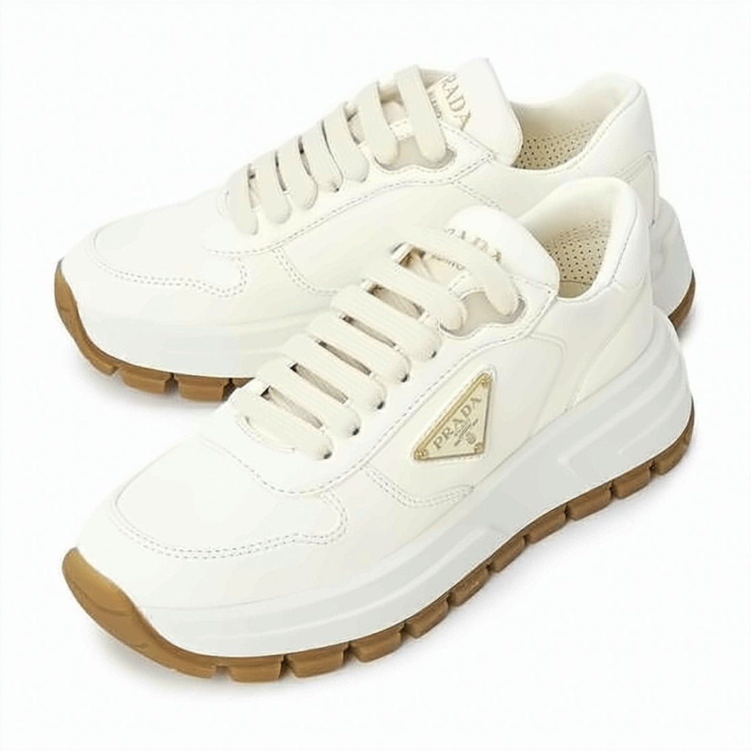 Smooth Lambskin Sneakers with Textured Rubber Sole