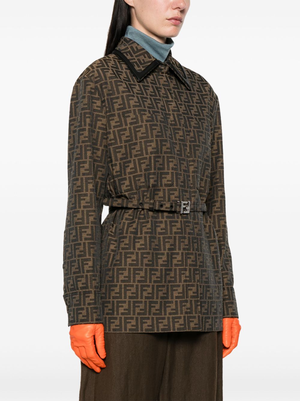 Structured Leather Jacket with Monogram Pattern