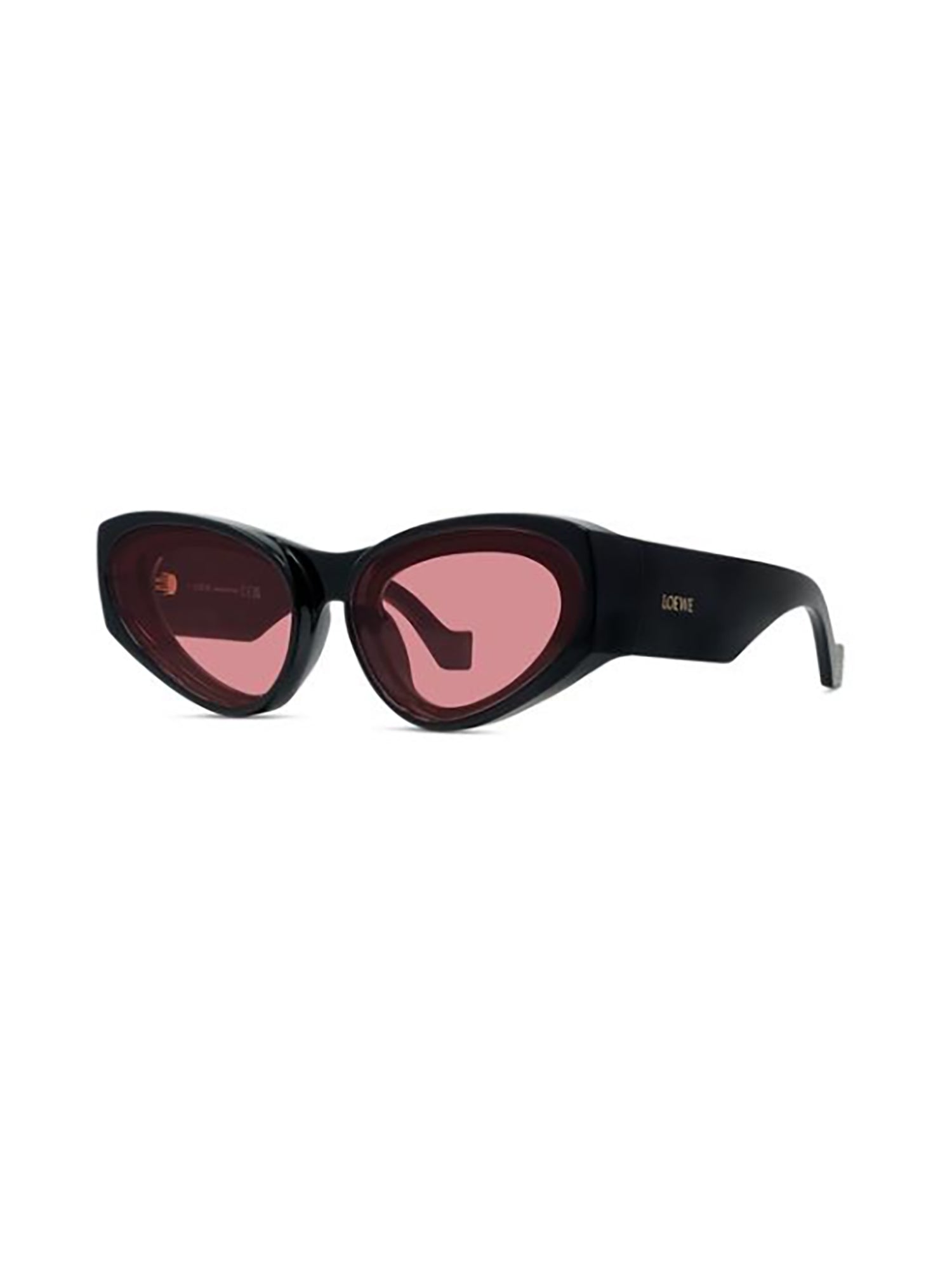 Narrow Cat-Eye Sunglasses with Glossy Black Finish