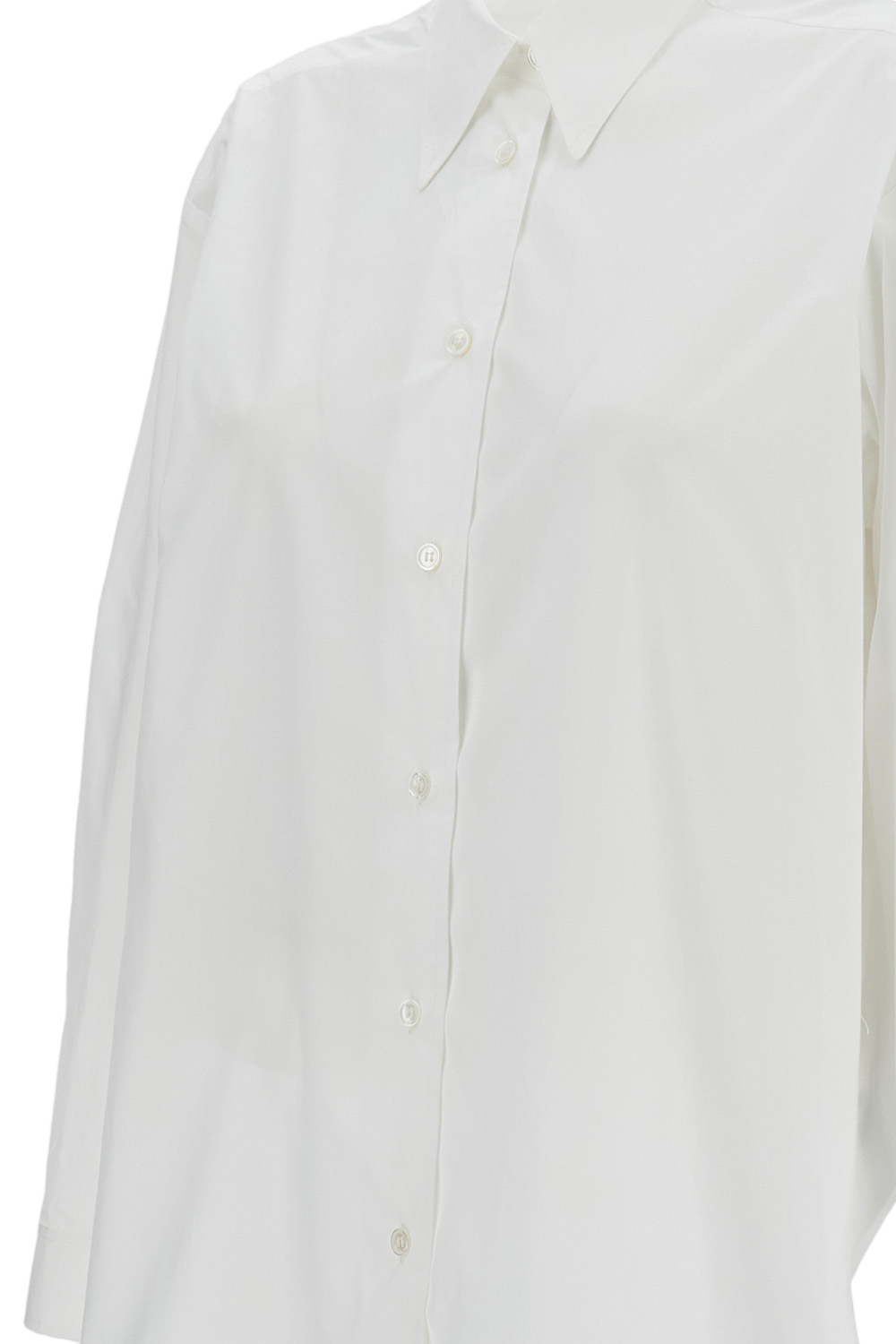 White Cotton Shirt with Pointed Collar