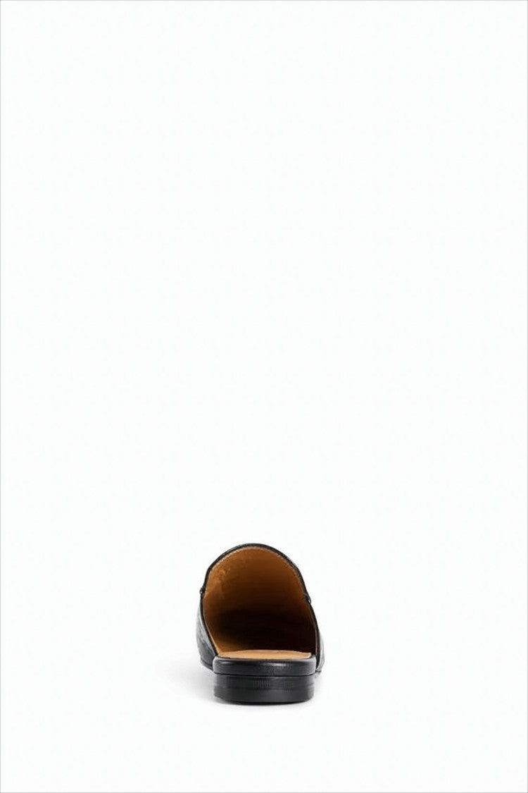 Embossed Leather Slip-On Mules