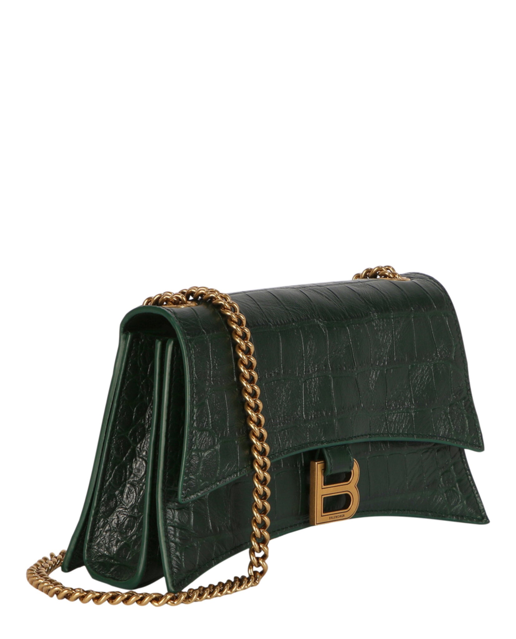 Xs Crocodile Embossed Crush Chain Shoulder Bag