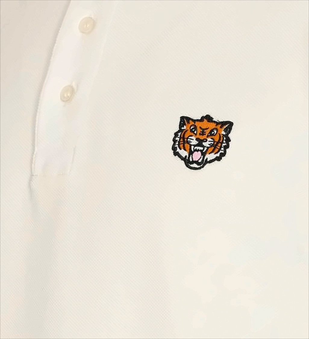Textured Cotton Piqué Polo Shirt with Tiger Emblem