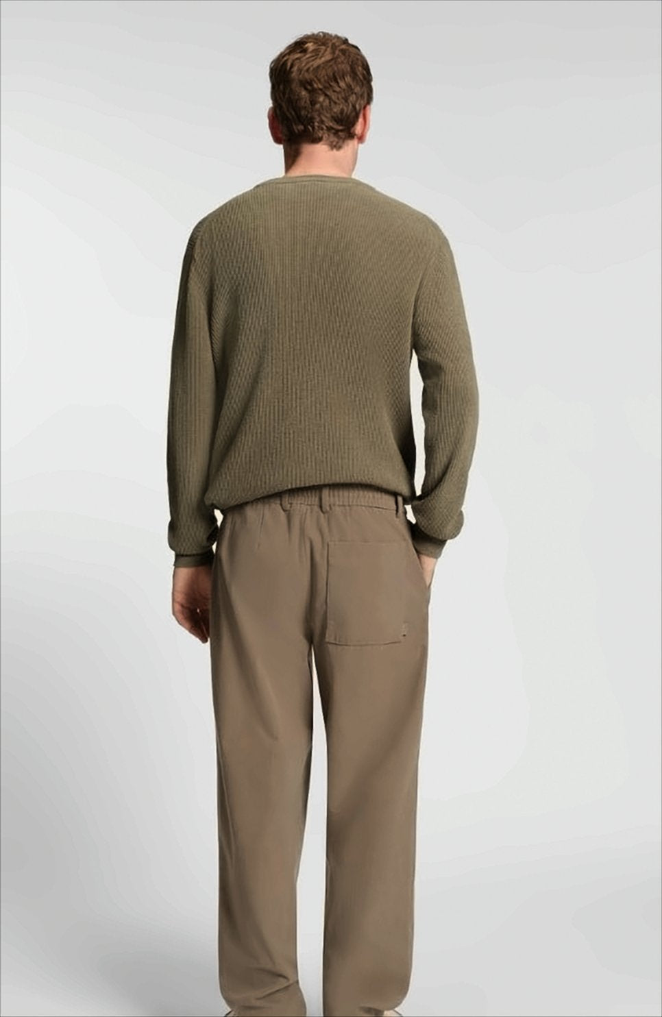 Crewneck Sweater With Textured Corduroy Effect