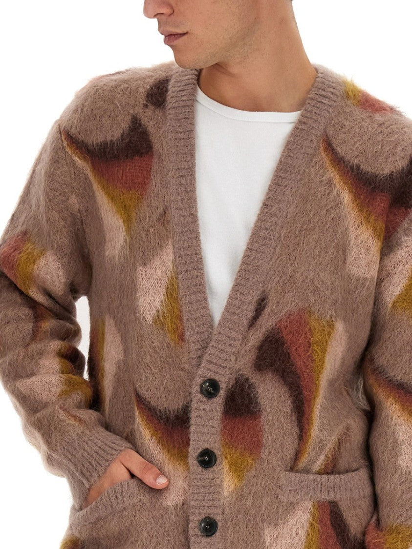 Relaxed V-Neck Cardigan With Textured Surface