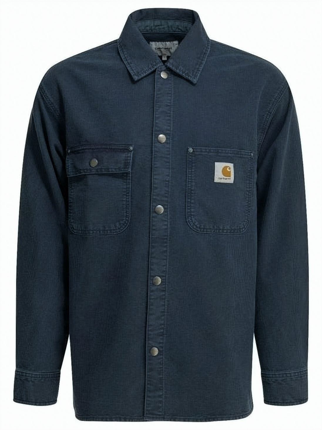 Black Structured Corduroy Patch Logo Shirt