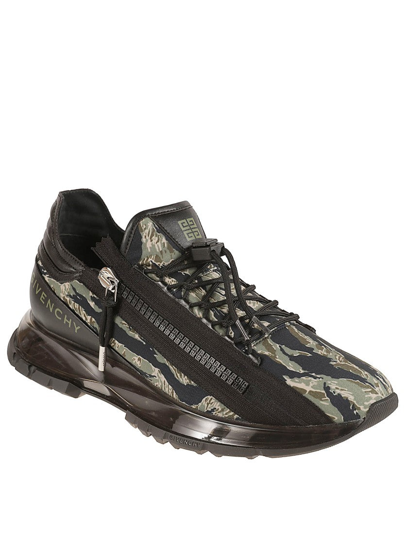 Camouflage Pattern Sneakers With Glossy Finish