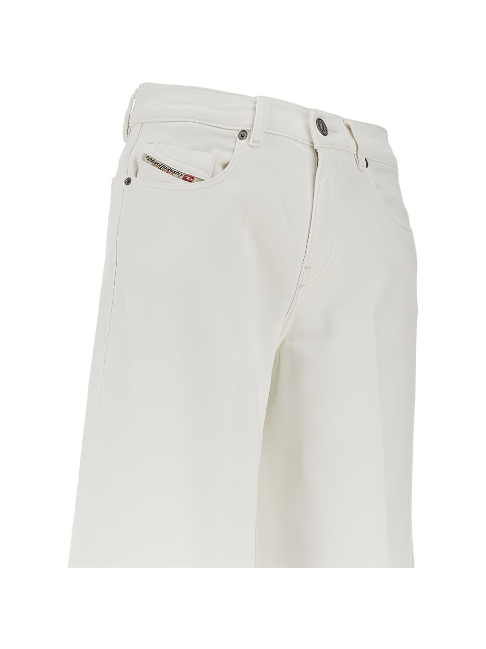Wide-Leg High-Waist Jeans in Crisp White Fabric