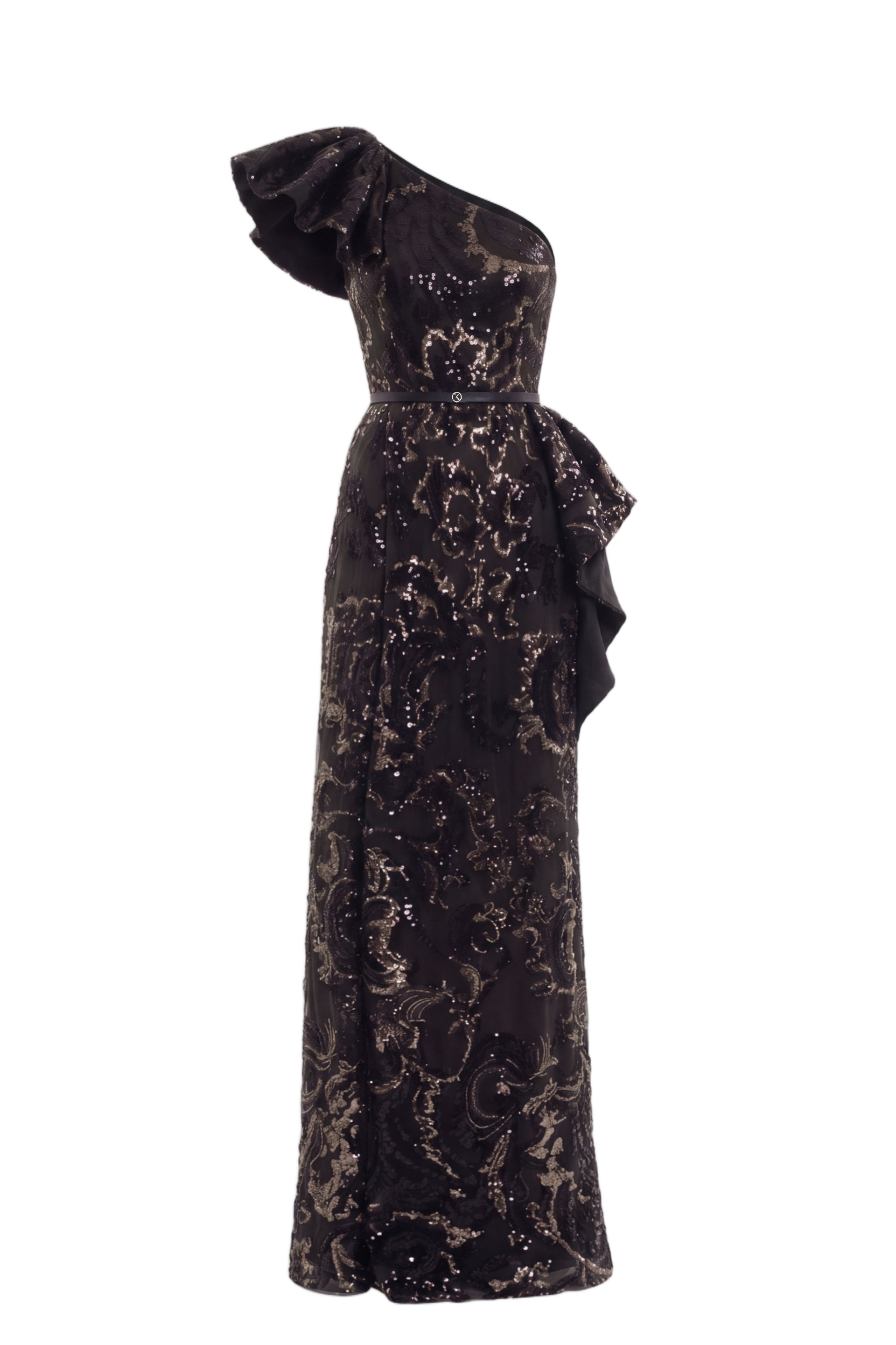 Ruffle Embroidered Long Dress