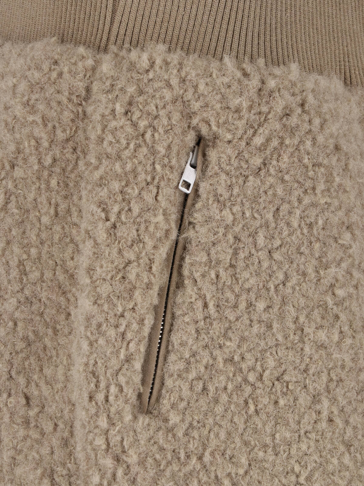 Beige Teddy Fleece Zippered Shorts