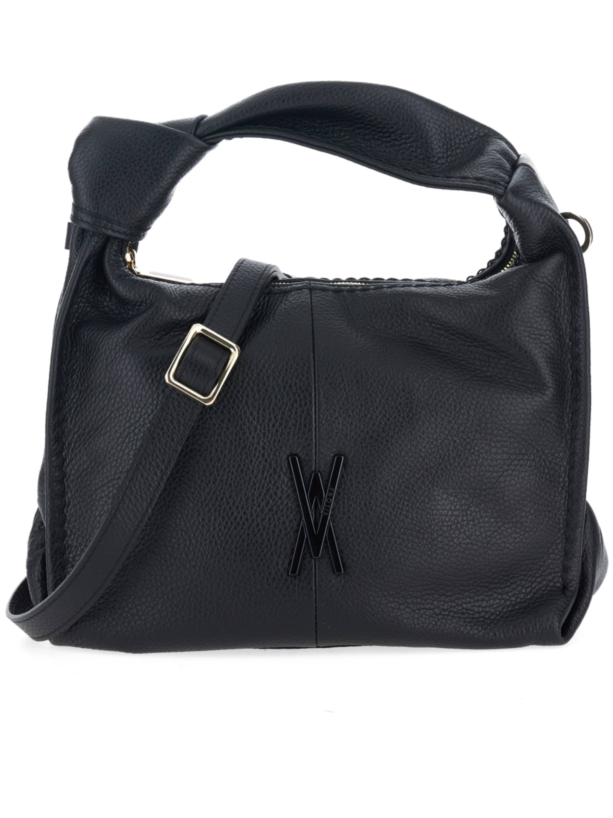 Black California Structured Pebbled Leather Handbag