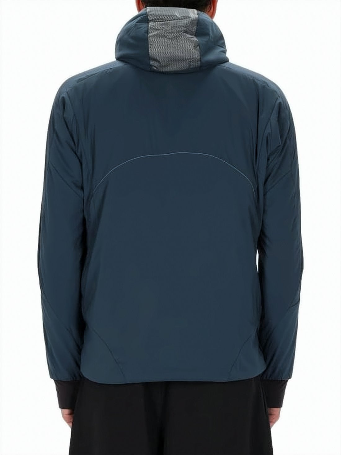 Modern Blue Nylon Jacket With Ribbed Cuffs