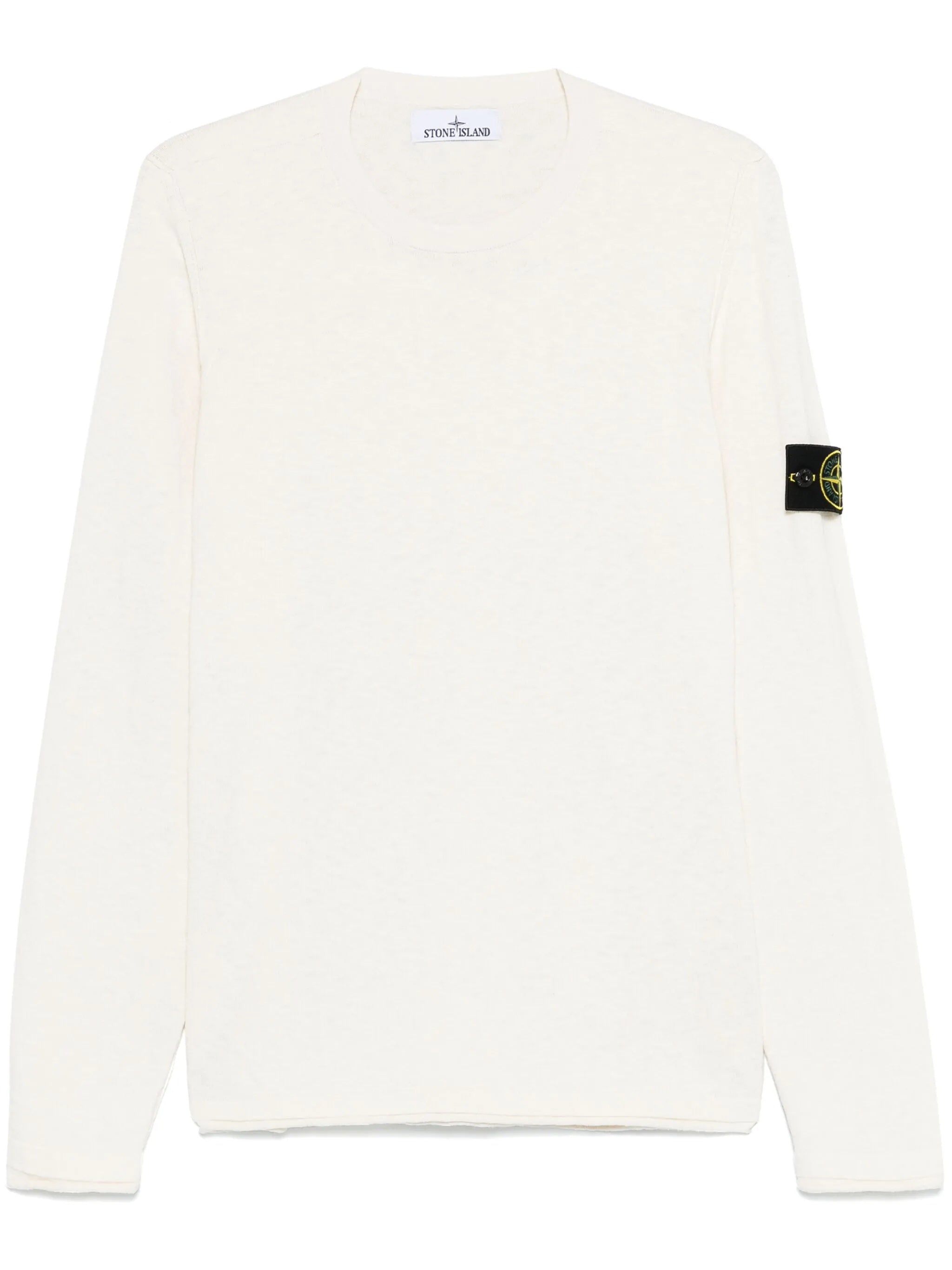 White Minimalist Long-Sleeve Pullover Sweater