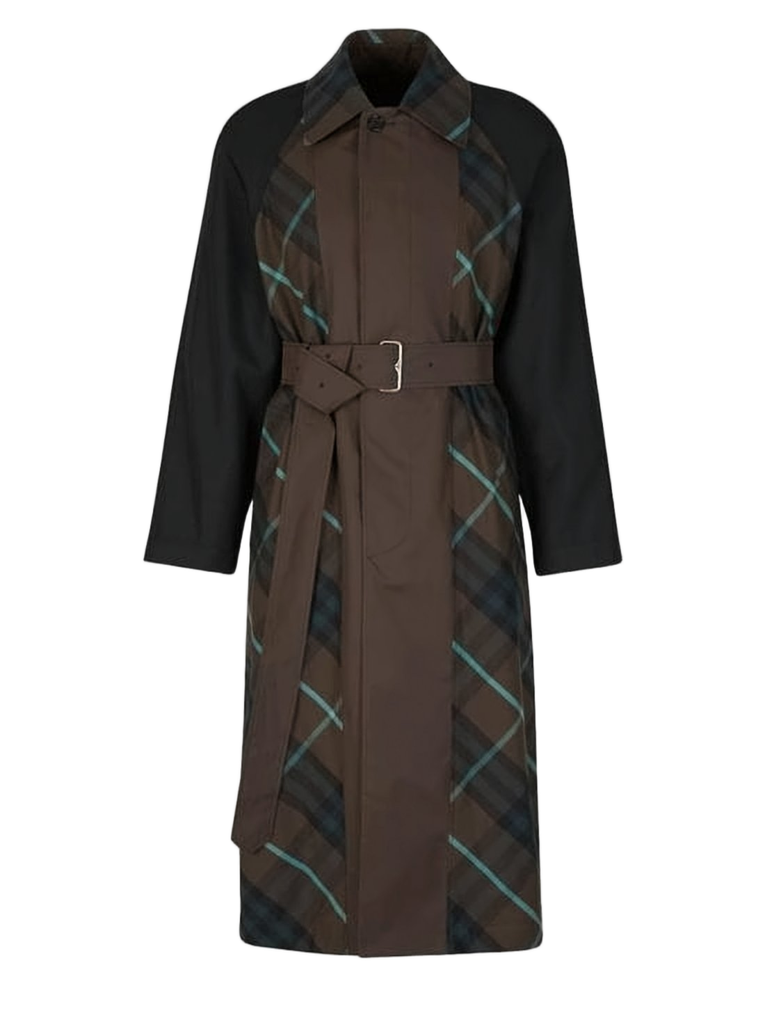 Mid-Length Plaid Cape with Structured Collar