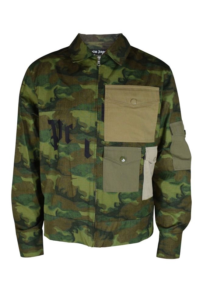 Military Green Camouflage Jacket With Classic Collar