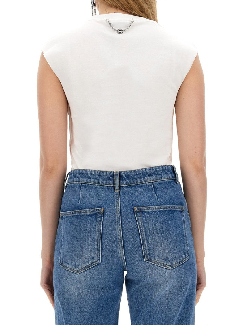 Fitted Cotton T-Shirt With Structured Sleeves
