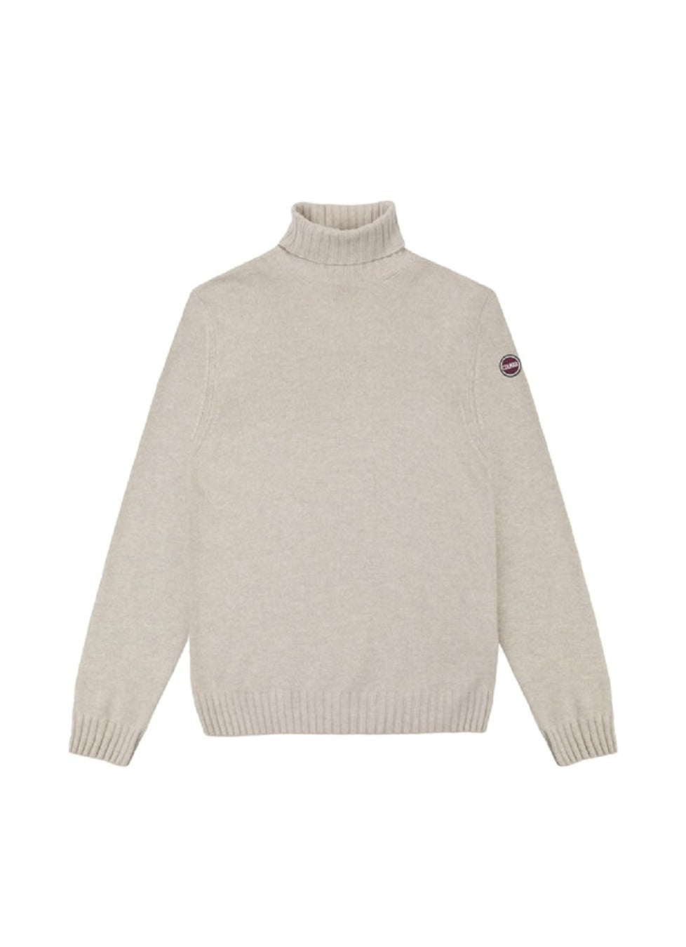 Sporty Grey Turtleneck Pullover With Ribbed Detailing