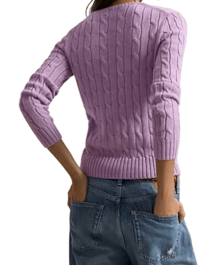 Cotton Cable-Knit Slim Sweatshirt