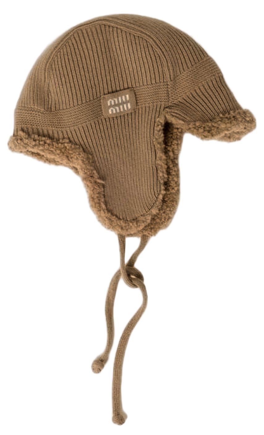 Brown Wool and Cashmere Blend Trapper Hat