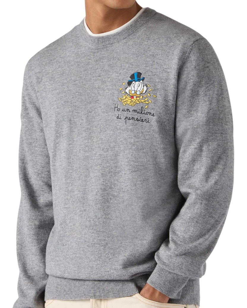 Lightweight Knit Sweater With Embroidered Graphic Detail