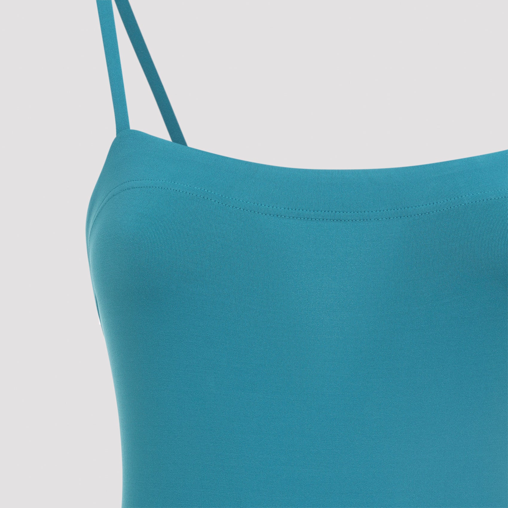 Peau Douce Fabric One-Piece Swimsuit with Straight Neckline