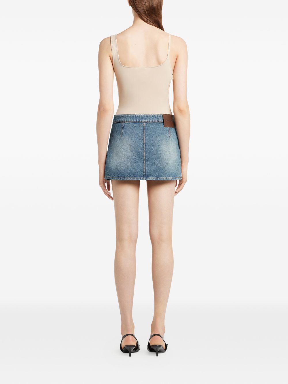 A-line Mini Denim Skirt with Double-Button Closure