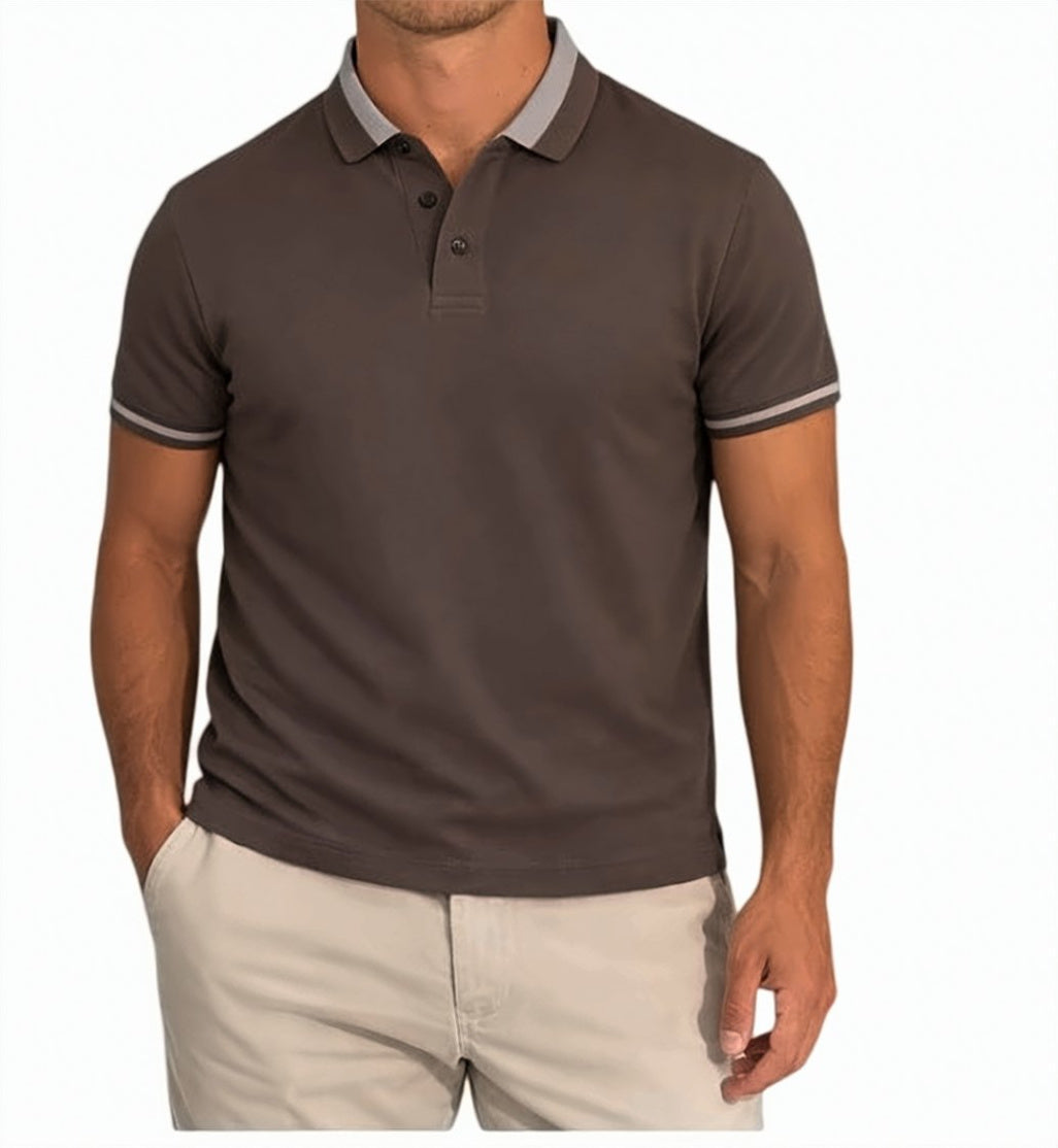 Brown Cotton Piquet Classic Polo Shirt