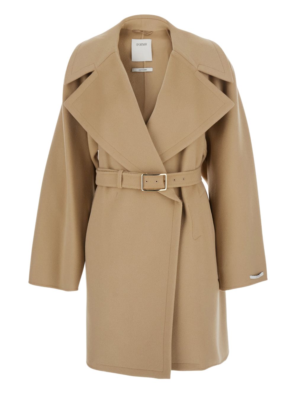 Belted Short Coat with Wide Lapel