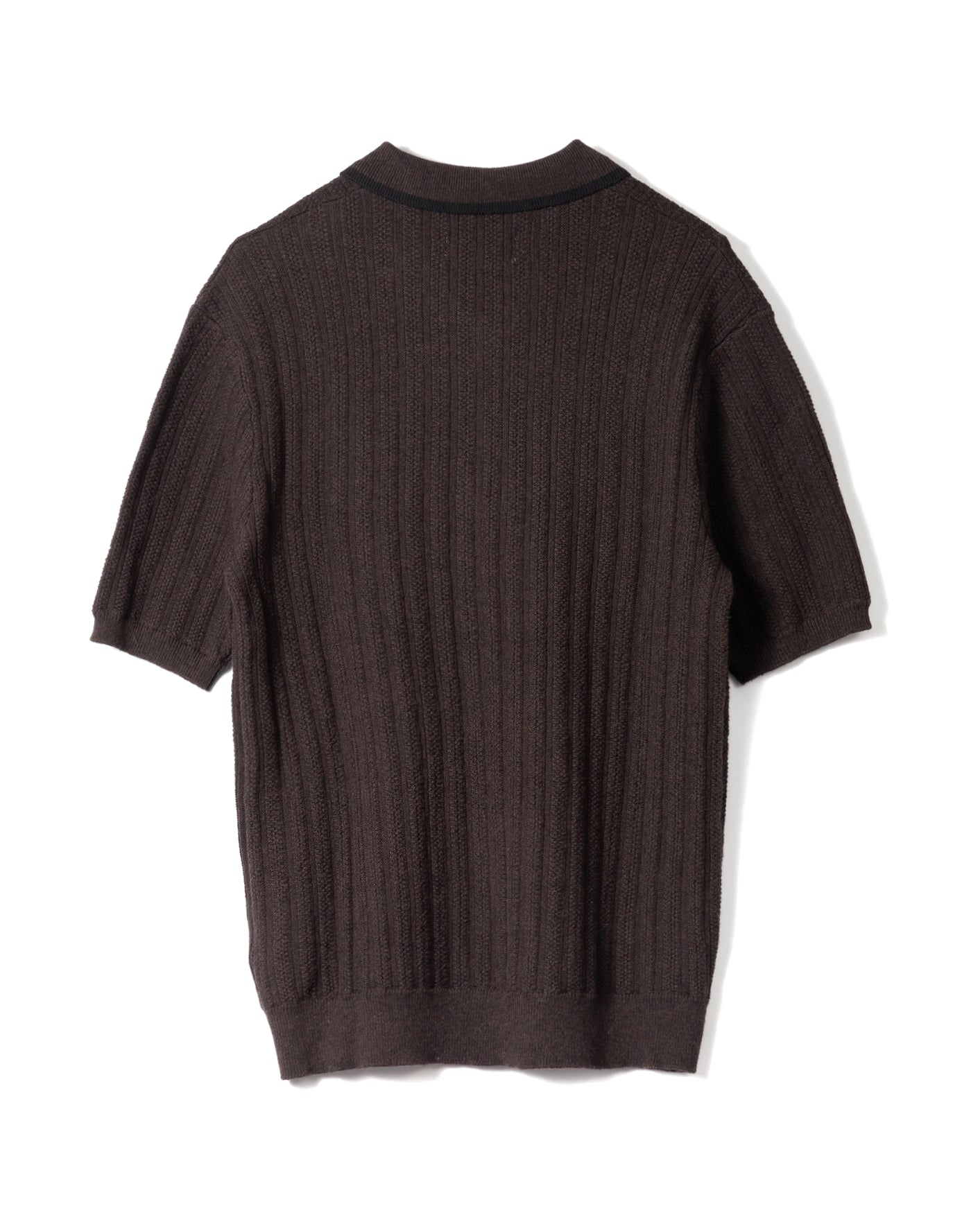 Dark Brown Ribbed Zip Closure Polo Shirt
