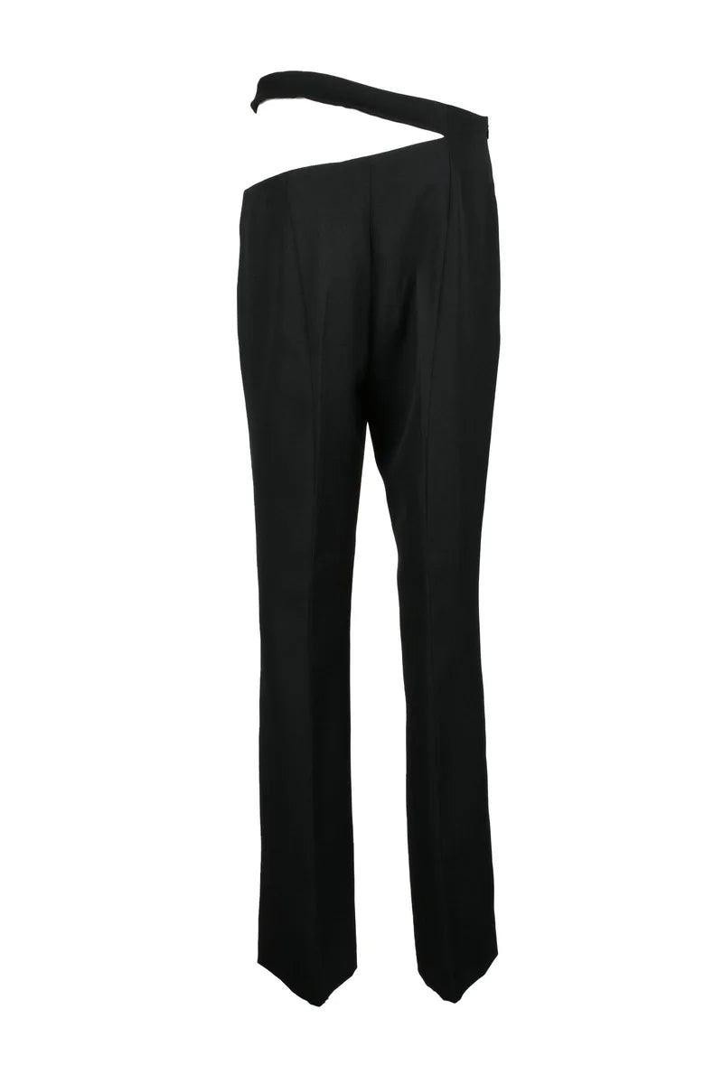 High-Waisted Trousers with Cut-Out Detail