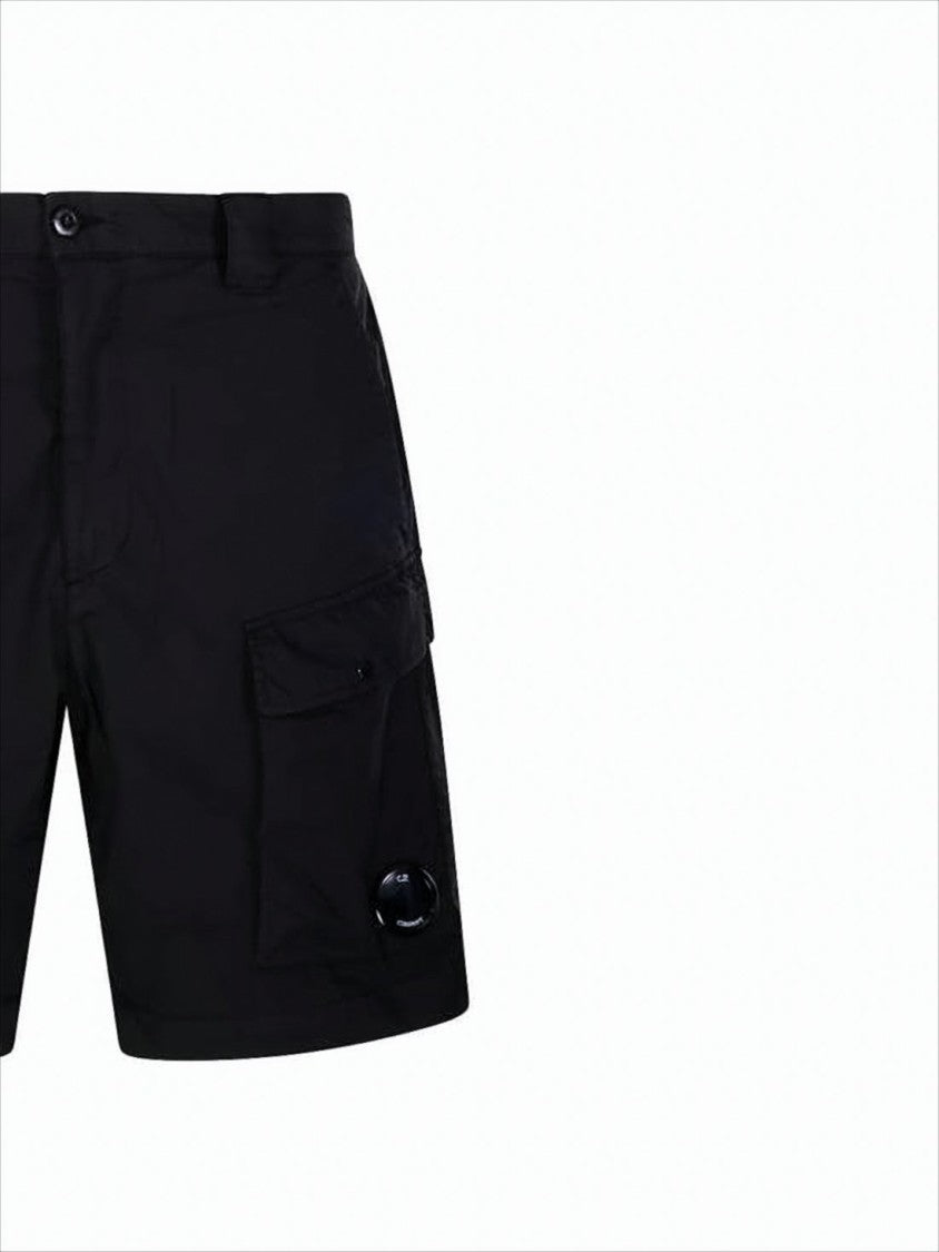 Tailored Black Shorts with Flap Pocket