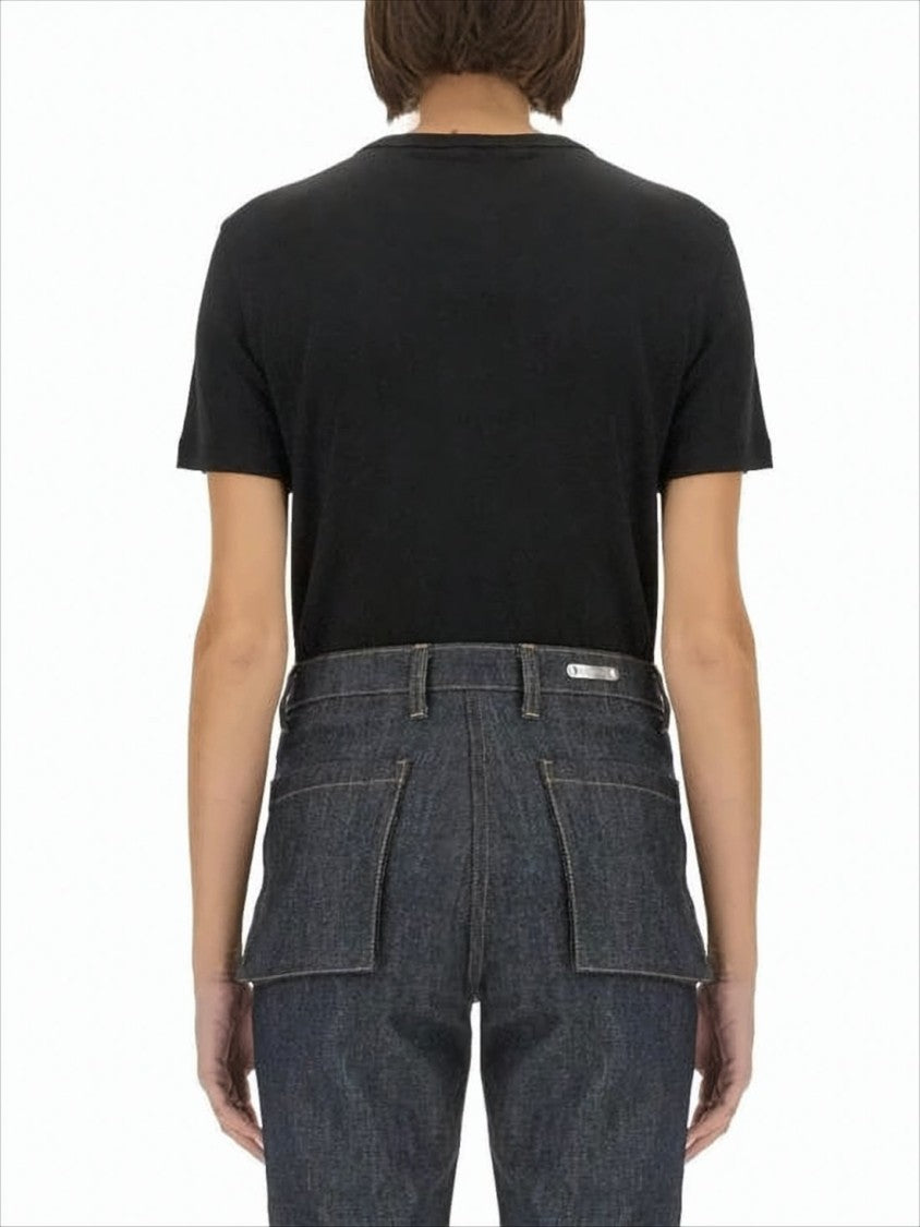 Fitted Short-Sleeve Helmut Lang T-Shirt with Embossed Logo