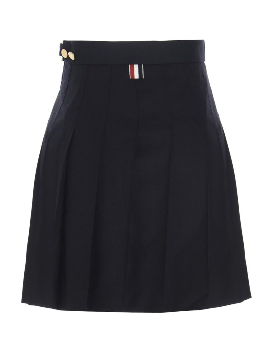Short Pleated Skirt with Structured Waistband
