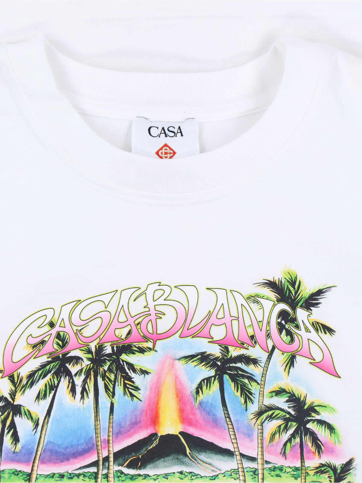 Organic Cotton T-Shirt With Colorful Volcano Print