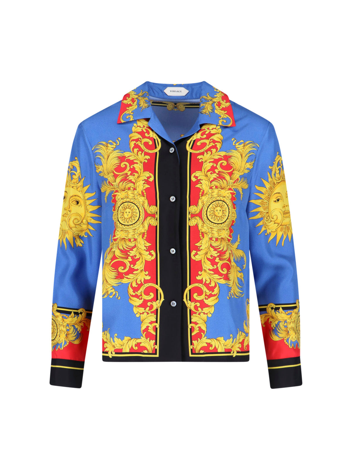 Multicolor Artistic Motifs Silk Shirt