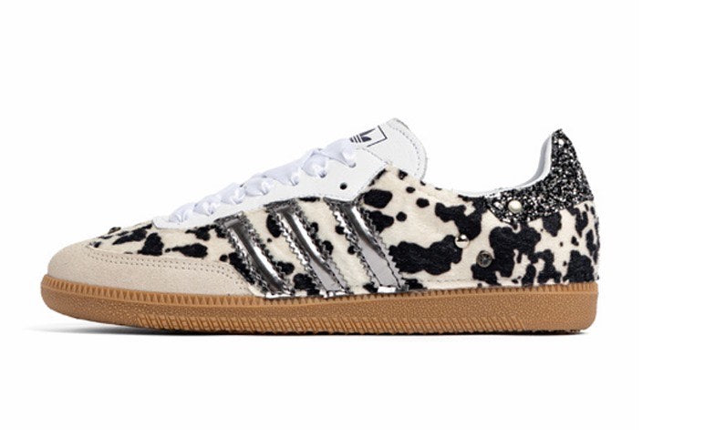 Custom Cow Print Sneakers With Textured Stripes