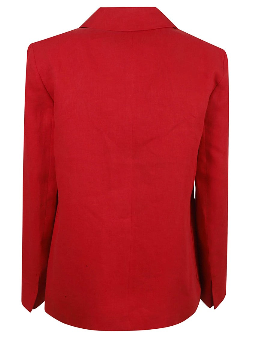 Tailored Red Flax Linen Jacket