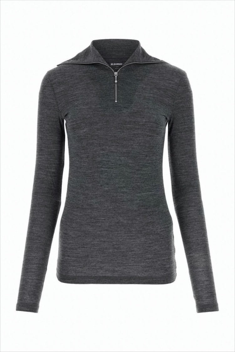 Fitted Long-Sleeve Top with Collar