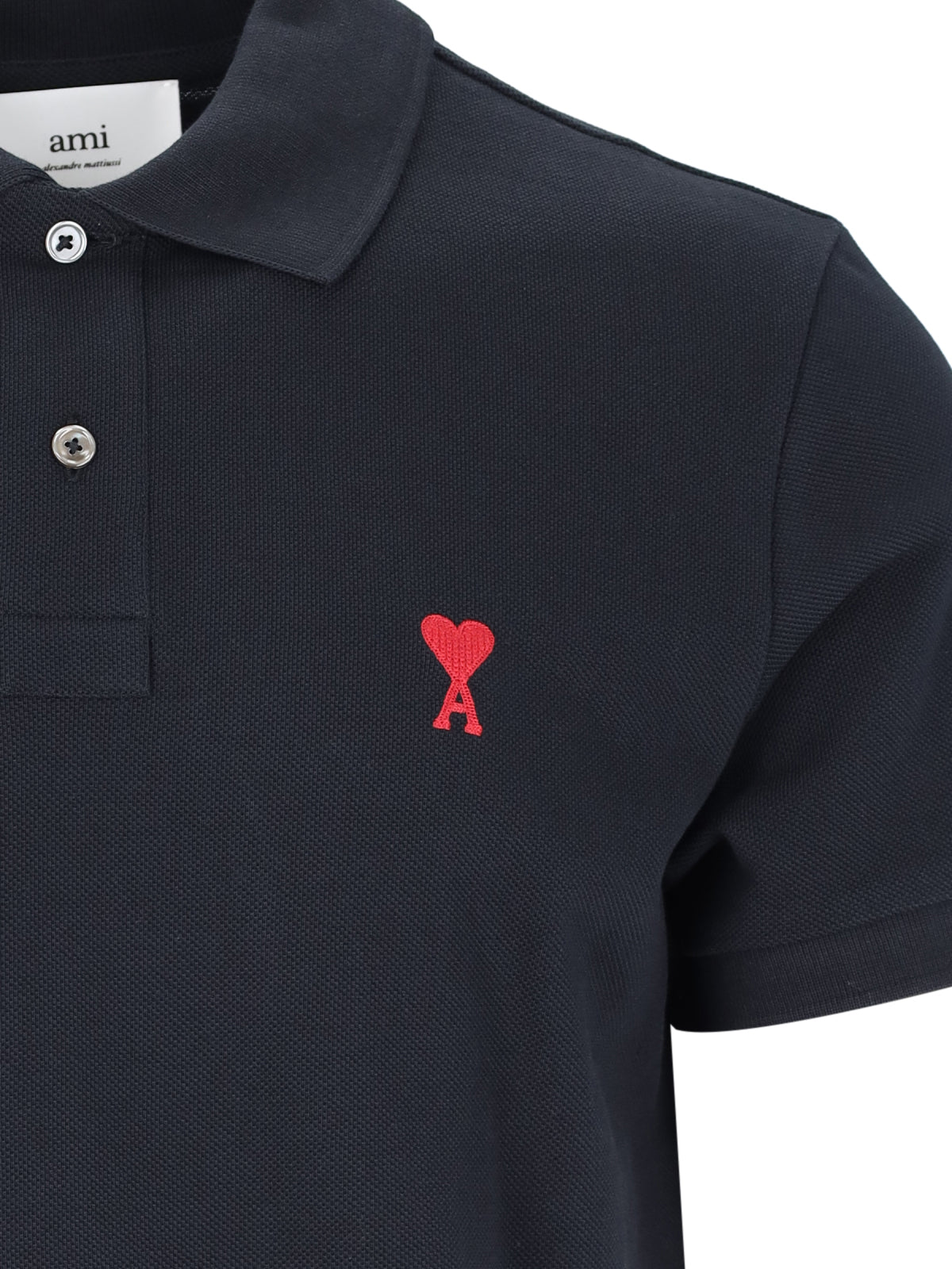 Minimalist Black Polo Shirt With Crew Neckline