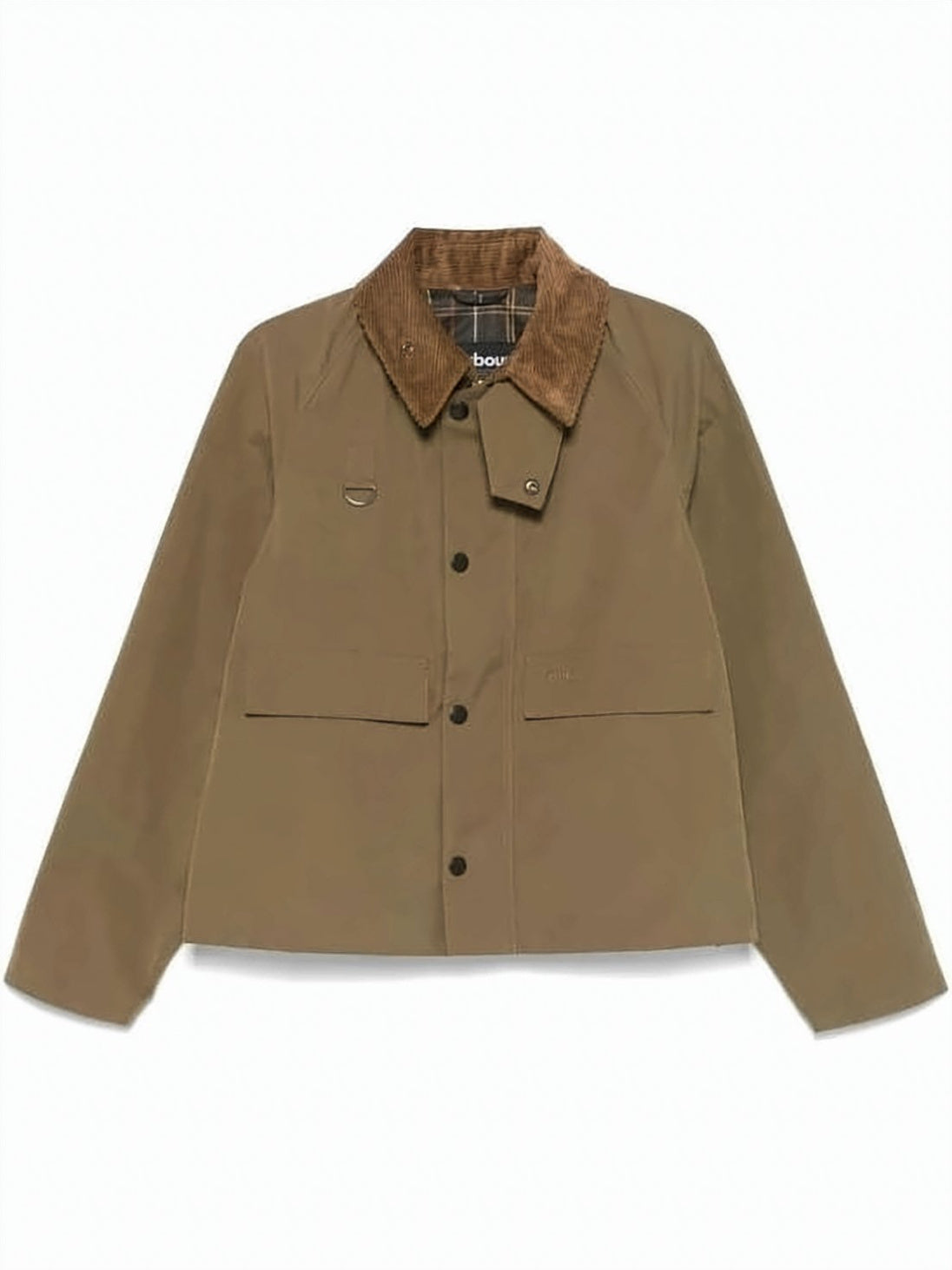 Cropped Casual Jacket with Textured Corduroy Collar