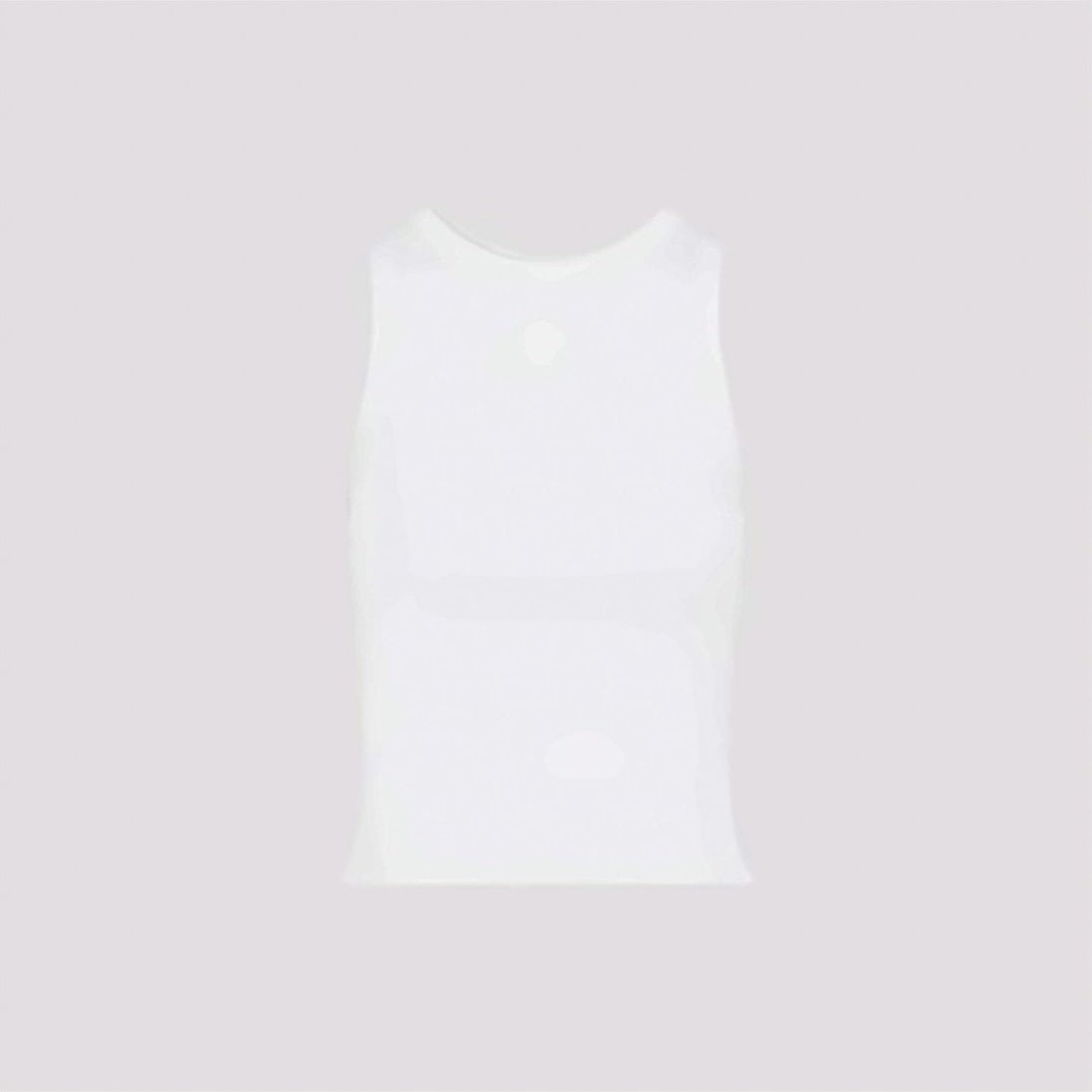 Ribbed Tank Top with High Neckline and Embossed Logo