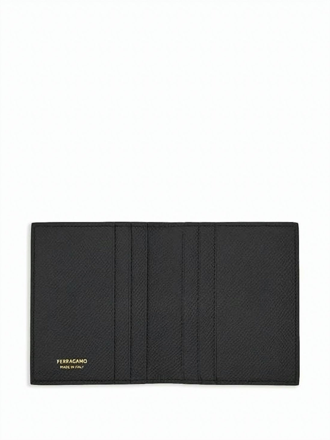 Textured Leather Bifold Card Wallet With Metallic Logo