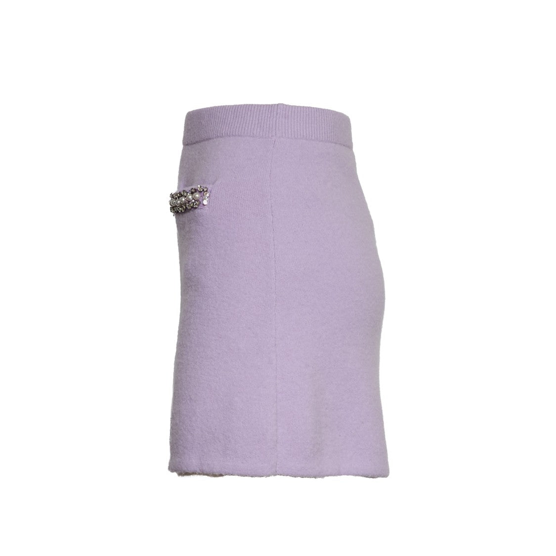 Lilac Crystal Trim Knit Skirt