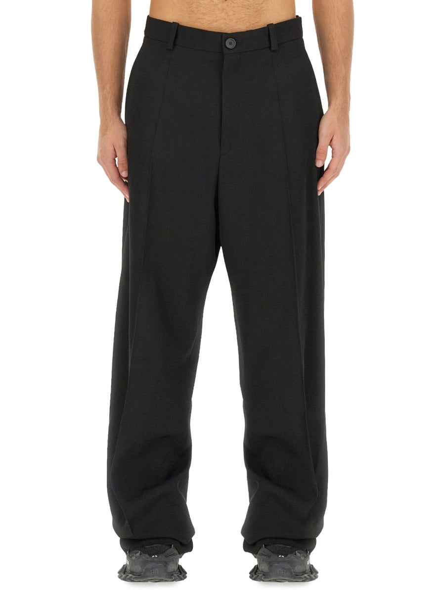 Wide-Leg Relaxed Wool Trousers