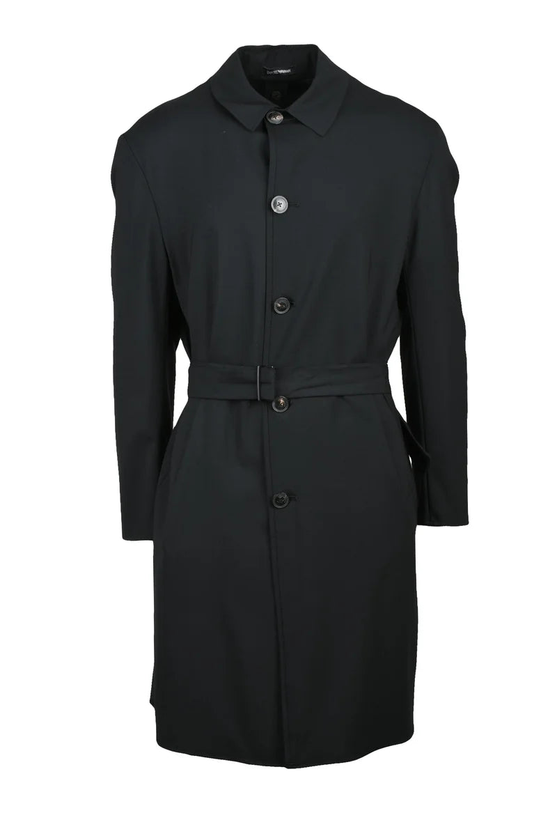 Wool/Elastane Overcoat - Black