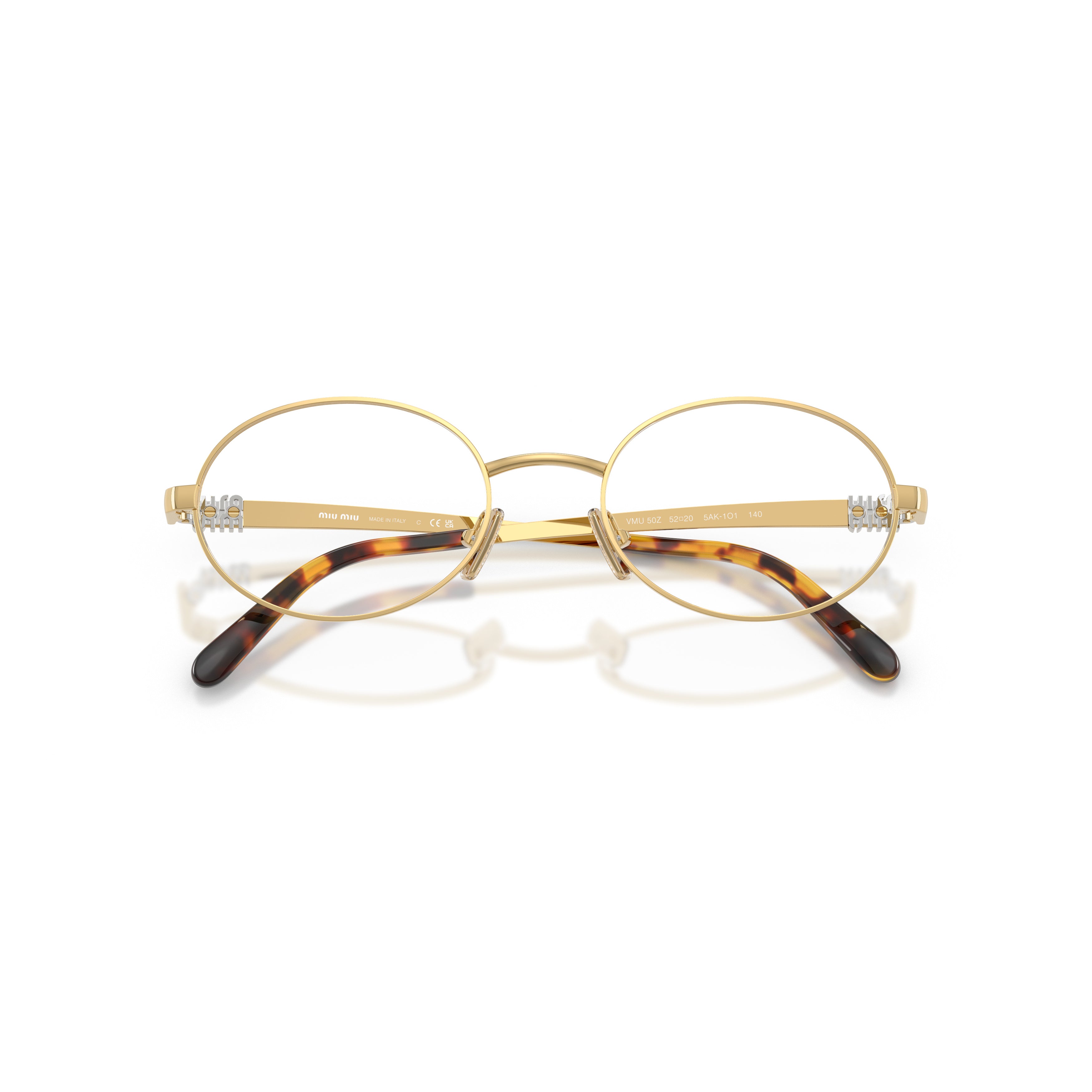 0mu 50zv Polished Gold Oval Eyeglasses