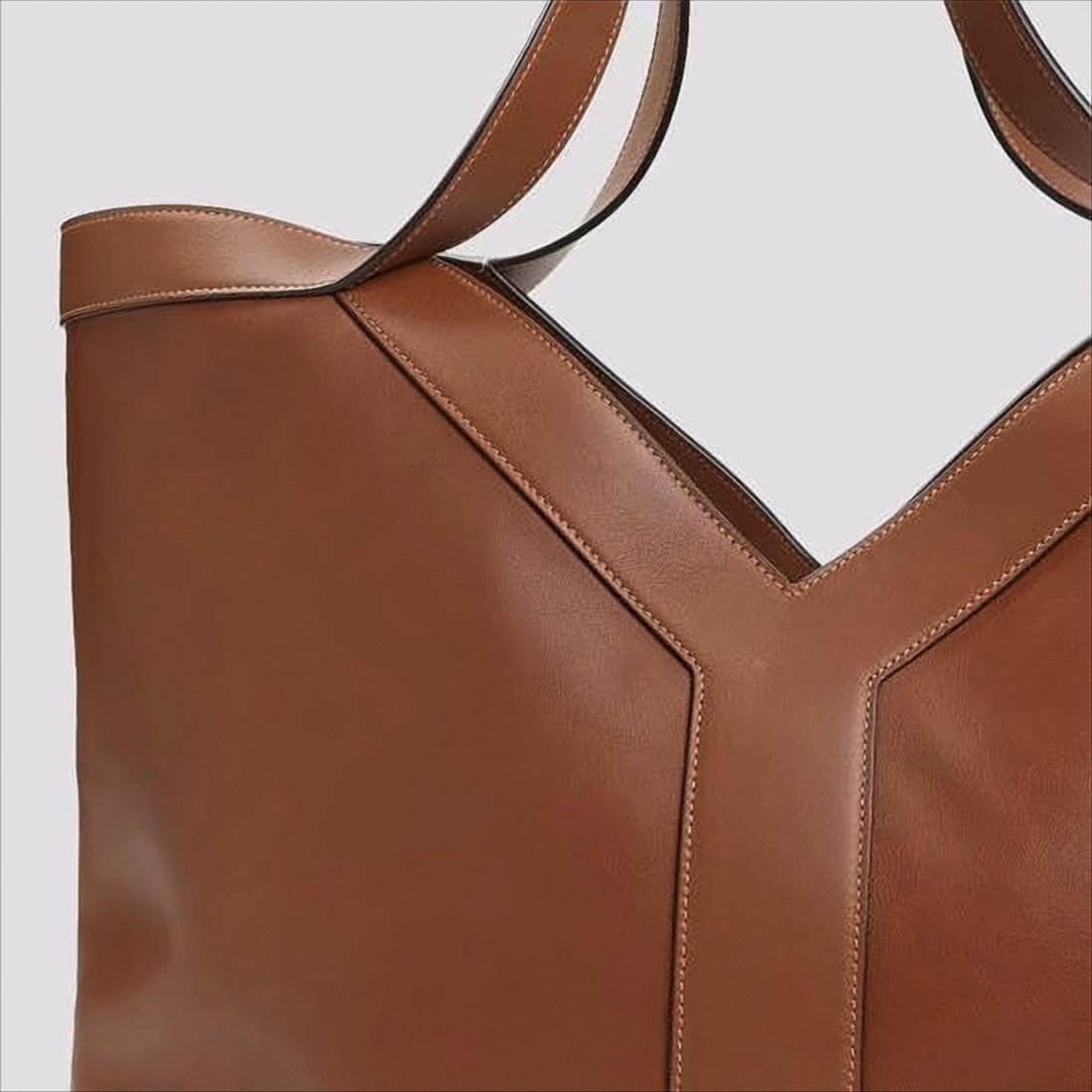 Spacious Brown Calf Leather Tote Bag